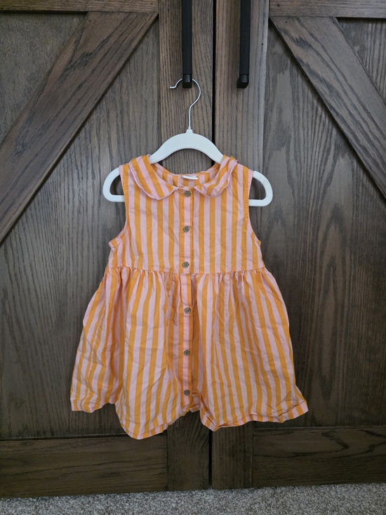 next Other - NEXT Pink & Orange Striped Button-Front Shirt Dress